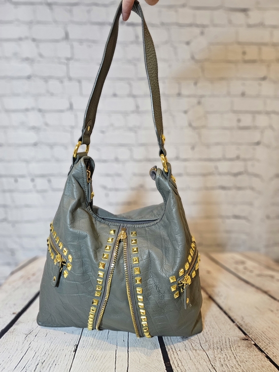 Betsey Johnson Handbags - Betsey Johnson Y2K Gray Leather Studded Hobo Bag